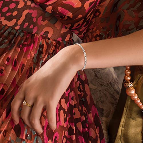 Ochcoh 925 Sterling Silver Bracelets For Women 8 Inch Silver Bracelets For Women Diamond Cut Silver Cuban Link Bracelet For Women 5Mm Womens Sterling Silver Bracelet Chain Bracelet For Women Jewelry #TOP2