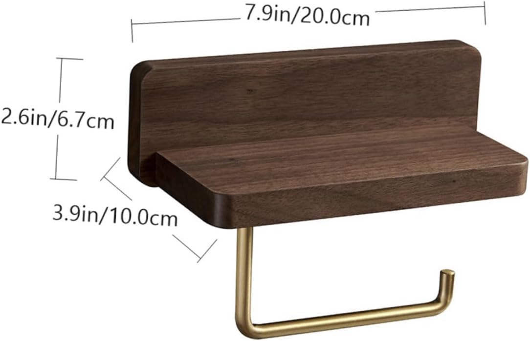 Solid Wood Brass Toilet Paper Holder Punch-Free Wall-Mounted Bathroom Paper Rack Stylish Tissue Organizer for Home Kitchen Easy Installation