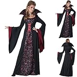 MOKBAY Halloween Costume Women Dia de Los Góticos Vudu Gotico Disfraz Gotica Mujer Negro Vestidos Goticos Originales Vampira Vestido Bruja Medieval Disfraz Halloween Mujer Sexy Negro L