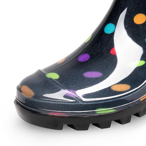DREAM PAIRS Wasserdicht Regenstiefel Damen Bequem Regenschuhe Gummistiefel Wasserdicht Hohe Gartenschuhe,Size 38,Multispot,SDRB2407W-E