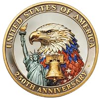 America 250th Anniversary Commemorative Coin 1776–2026 – American Flag Liberty Bell Bald Eagle & White House Design – USA 250 Challenge Coin Patriotic Collectible Gift for Veterans & History Lovers(A) — image 2