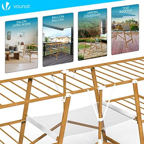 VOUNOT Clothes Airers Indoor, 24m Folding Laundry Drying Rack, Metal, Imitation Wood Design