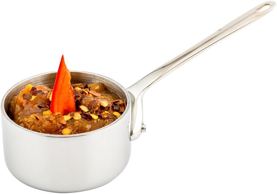 Restaurantware-2 Ounce Mini Sauce Pan, 1 Copper Sauce Pan - Ergonomic Handle, Oven-Ready, Stainless Steel, No-Corrosion, For Sauces, Dips, Or Mini Dishes
