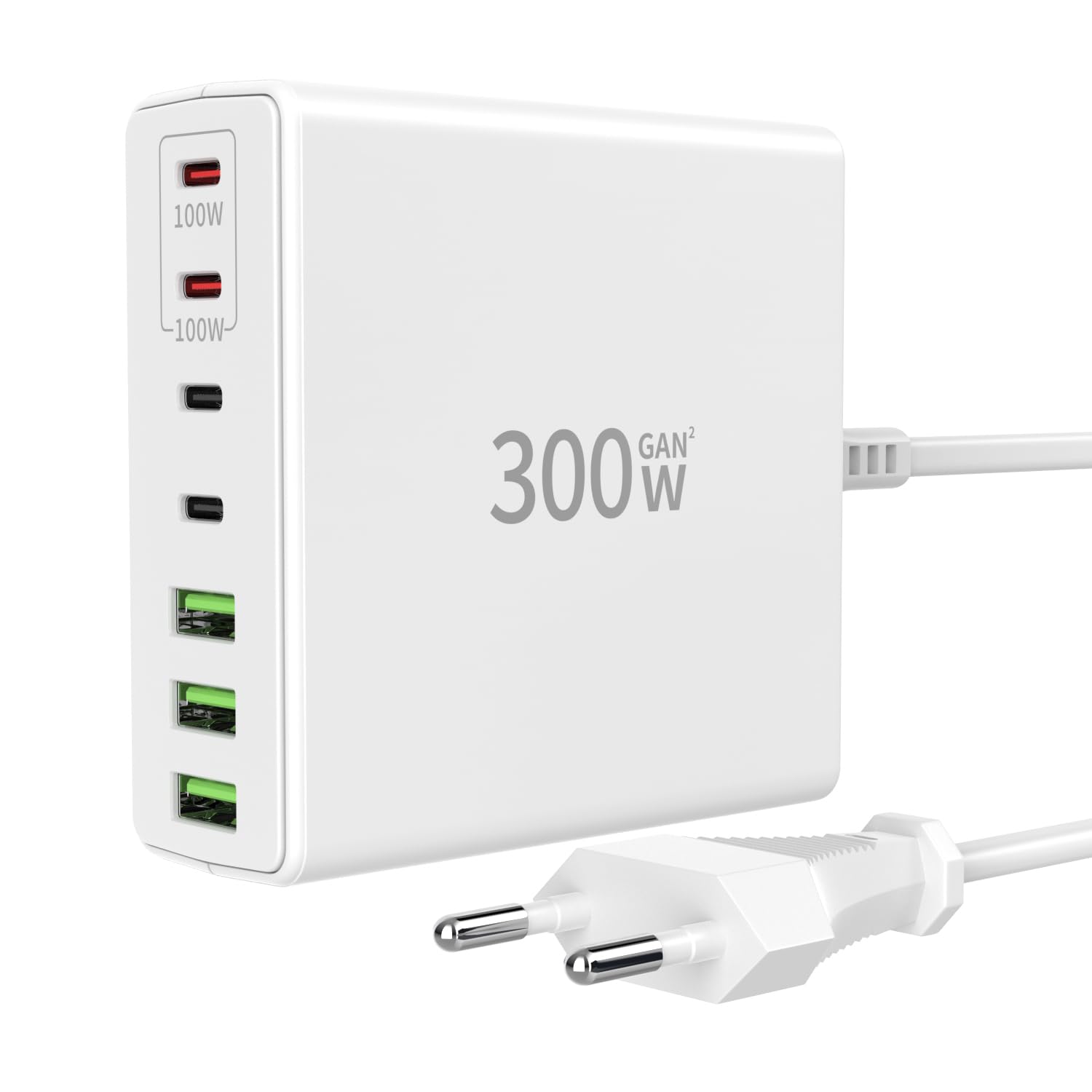 FINIBO 300W USB C Ladegerät Mehrfach: 7-Ports Schnellladegerät mit 4 USB-C und 3 USB-A, USB Charger Multiport Dual-PD PPS Netzteil für MacBook Pro/Air,iPad Pro/Air,Sumsung（Weiß）