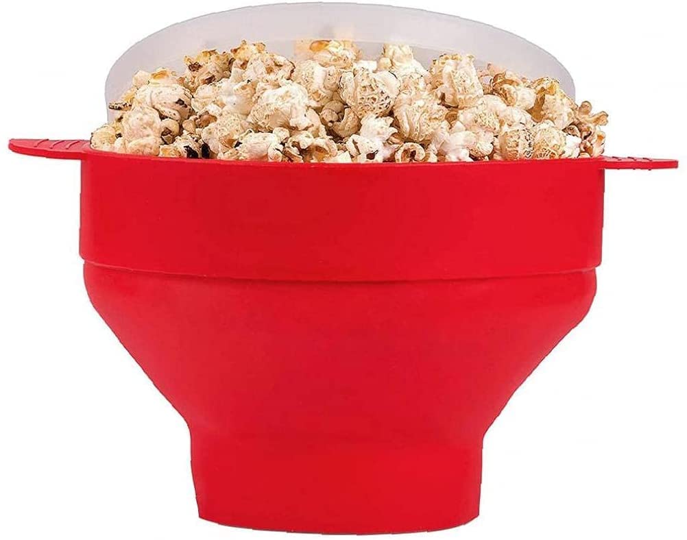 2 Stück Home Mini Mikrowelle Popcorn Maker, zusammenklappbarer Silikon Popcorn Griff Hochtemperaturbeständige Schüssel für Küche Home Party