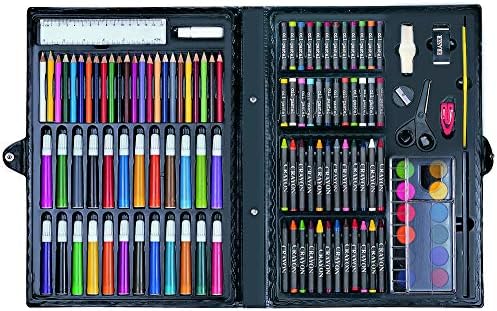 120 Piece Art Set For Children Kids Colour Pencils Paint Felt Tips Crayons Pastels Paints Painting Inspiration Giant Arts & Crafts Gift Set Boys Girls Artist Case Brush & Palette (120 Piece Art Set)