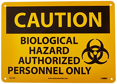Panneau CAUTION BIOLOGICAL HAZARD idéal pour baliser les laboratoires et zones de tri