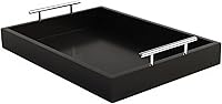 Vista 1 de JJSQYLAN Bandeja de madera para servir con asas, bandeja rectangular de desayuno para mesa de café, bandeja otomana decorativa de 16 x 12 pulgadas