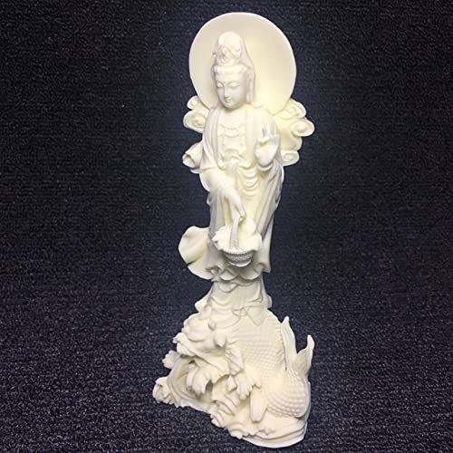 Statue Guanyin blanche 18 cm en céramique artisanale haut de gamme pour décoration Feng Shui