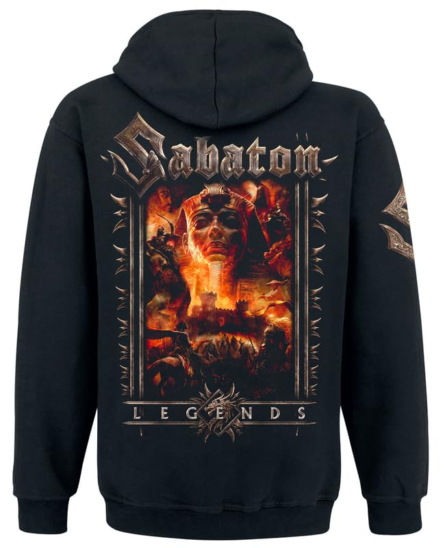 Sabaton Legends Homme Sweat-Shirt à Capuche Noir 80% Coton, 20% Polyester Regular/Coupe Standard