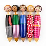 Aimeio 5 PCs Creative Cute Fat Girl Doll Ballpoint Pen Lovely Twig Ball Pen,0.5mm Blue Ink for Writing ,Student Gift School Office Supplies