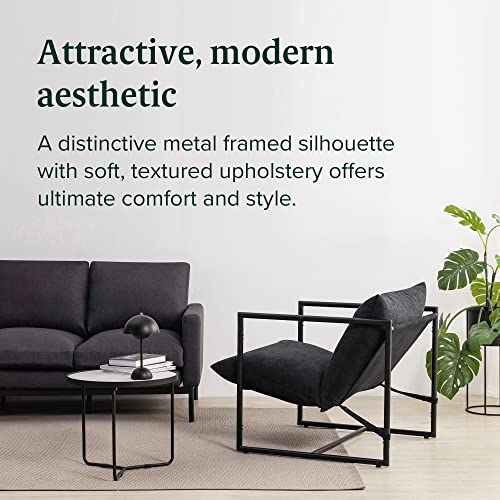 ZINUS Aidan Sling Accent Chair/Metal Framed Armchair with Shredded Foam Cushioning, Black by Zinus - Image 6