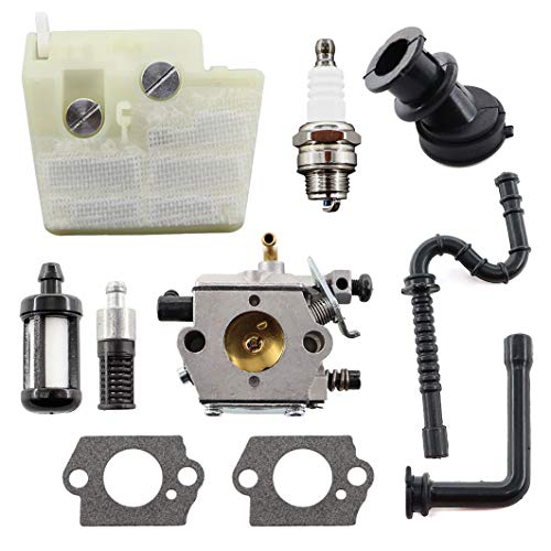 MCHNIC Carburateur avec filtre à air Filtre à essence Bougie Tuyau de carburant pour STIHL MS240 MS260 MS 240 260 024 026 Walbro WT194 Tronçonneuse Cover