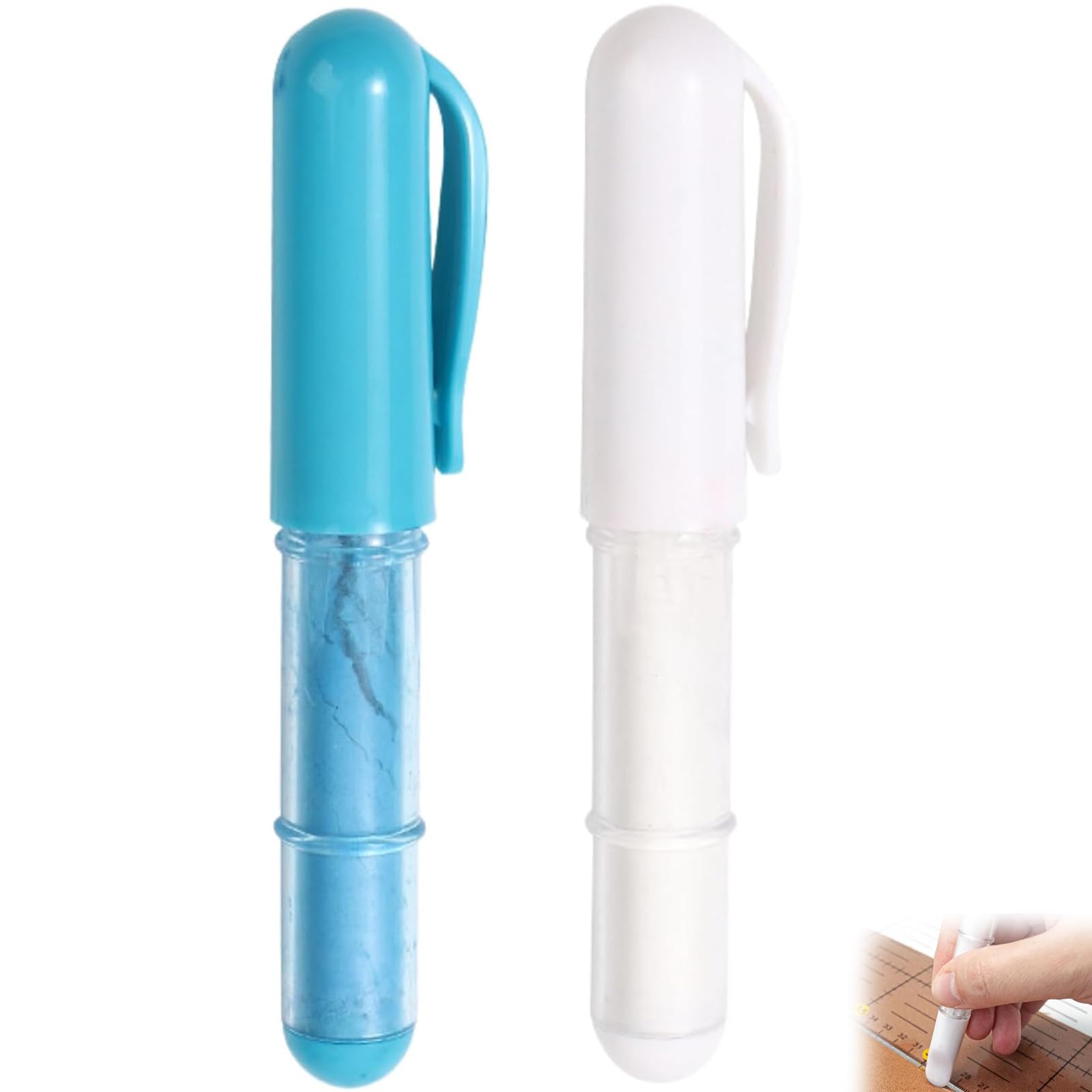 GYTFOG 2 Pcs Tailors Chalk Pencil Set, Tailors Chalk Markers, Markers for Sewing, Sewing Accessories, Erasable Fabric Pens for Quilting Dressmaking Tailoring and DIY Crafts (Blue and White)