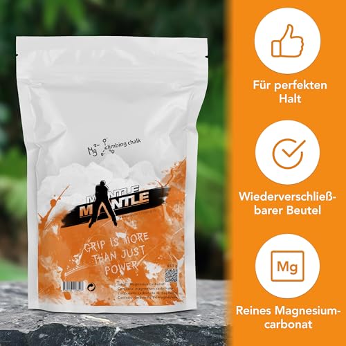 Mantle - 450 gr. hochwertiges Kletterchalk für besseren Grip | Magnesiumcarbonat Chalk Powder für trockenere Hände beim Klettern, Bouldern & Fitness