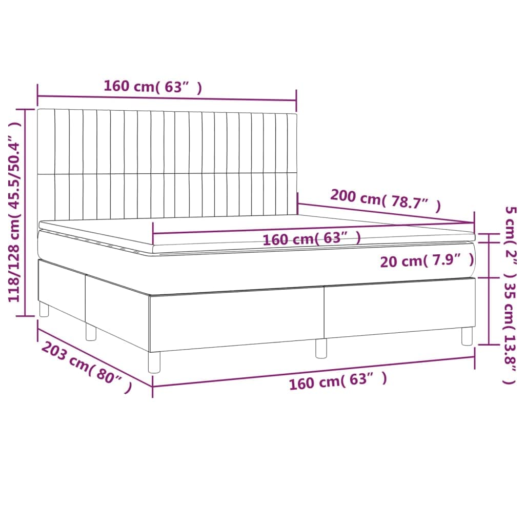 Aksamitny z regulowanym zagłówkiem i LED 160x200 cm różowy
