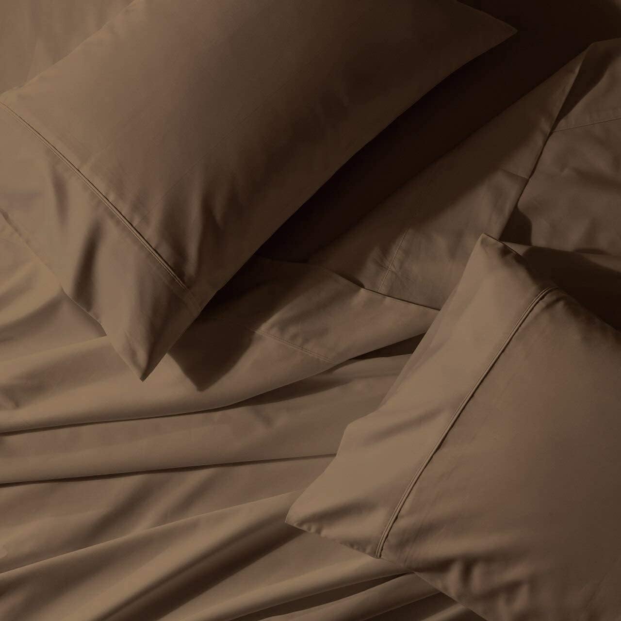sheetsnthings 650 Thread Count Cotton Blend (California King, Solid Taupe) Un-Attached Waterbed Sheet Set