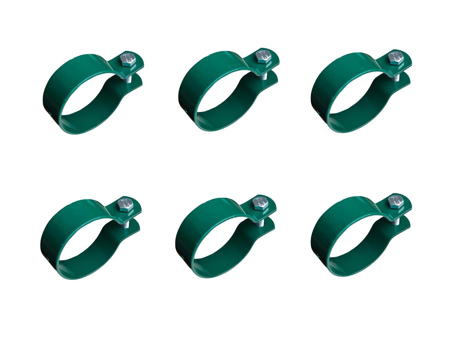Abrazaderas para valla de 48 mm, 6 unidades, color verde