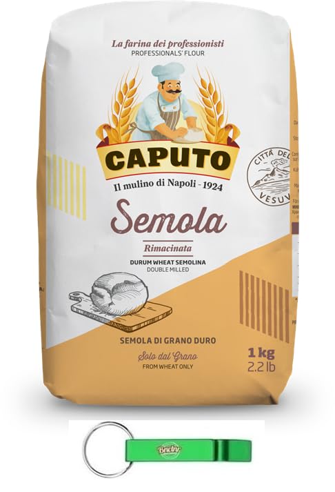 Caputo Semola Rimacinata - 16 sémolas de trigo duro molidas, ideal para pizza napolitana, 1 kg + llavero Beni Culinari gratuito
