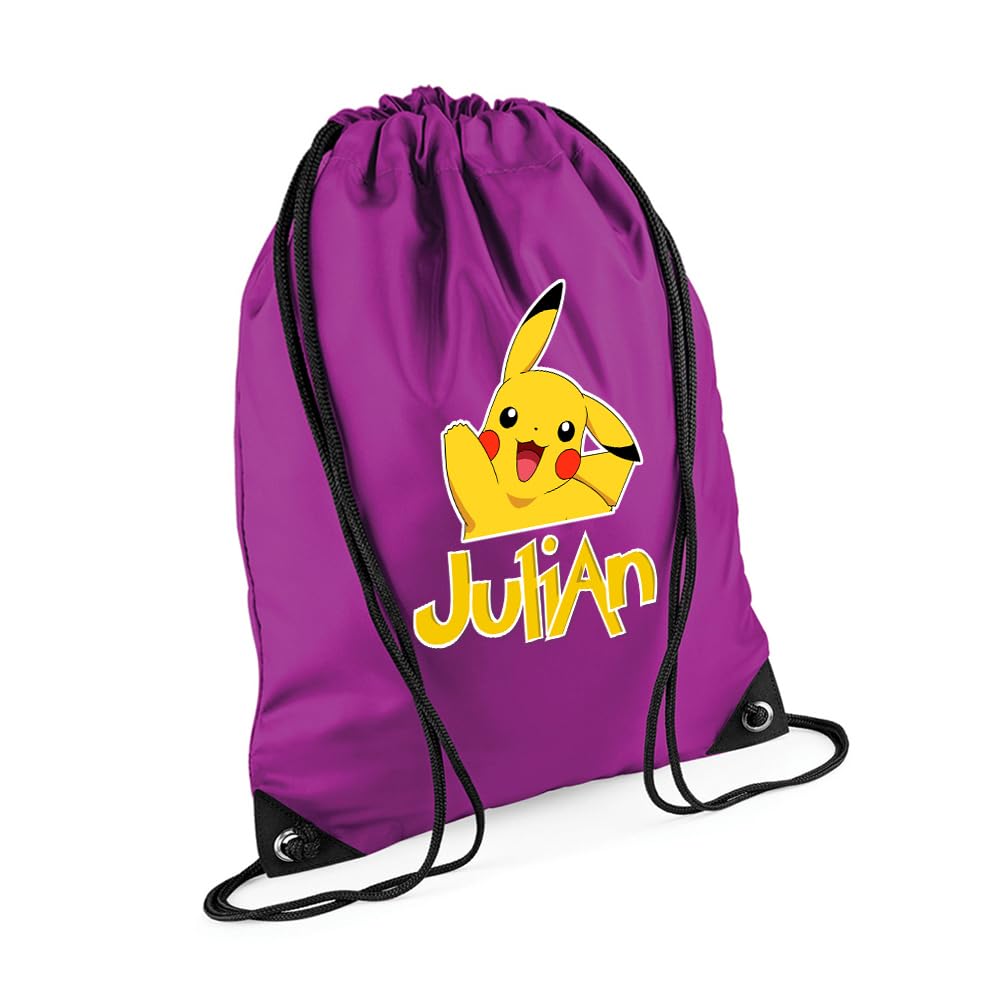 Cartoon Character Gift, Personalised Bag, Gift For Kids, Boy, Girl, Birthday Gift, Back To School, Bagpack, Drawstring Bag, PE Gym Kit, Swimming, Sport Rucksack. (Magenta)
