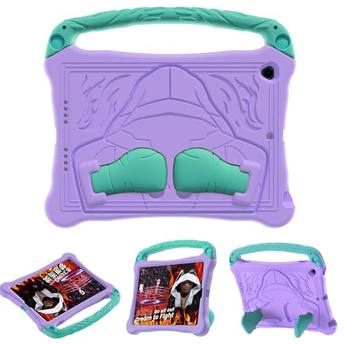 Dteck for iPad Air 3rd Generation and iPad Pro Case 10.5" 2019/2017 Release, Cute Boxing Shockproof Hard Case with Handle/Kickstand/Shoulder Strap, Protective Lightweight Kids-Friendly Cover, Purple