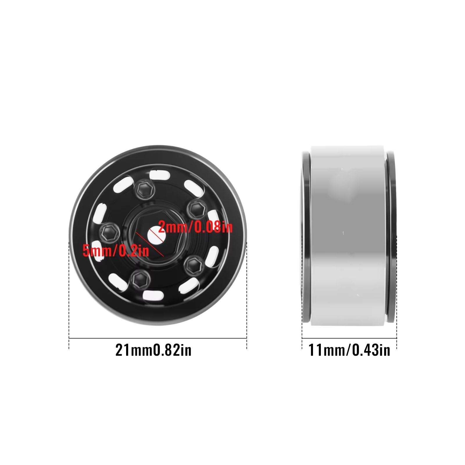 0.7 Beadlock Allume Per Axial Per Bronco Per Wrangler 1/30 Parts Ricambi RC | Parti aggiornamento RC cerchi alluminio leggero rullo liscio dado bloccaggio facile installazione