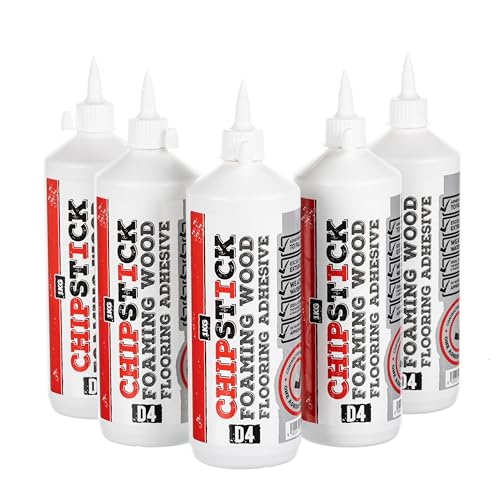 Chipstick D4 PU Foaming Chipboard Flooring Glue - High Performance Expanding Wood Adhesive - 1KG - PACK OF 5 - Used for laying Chipboard floorboards and laying stairs