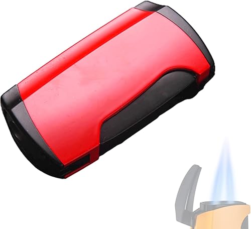 Miniatura 8 de Encendedor de butano de metal, doble llama de chorro recargable, resistente al viento, con perforador, regalo para fumar para hombres (sin butano)