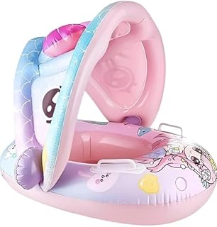 Inflatable Baby Float with Sun Shade – Beach Princess Design – Safe from 6 Months to 4 Years