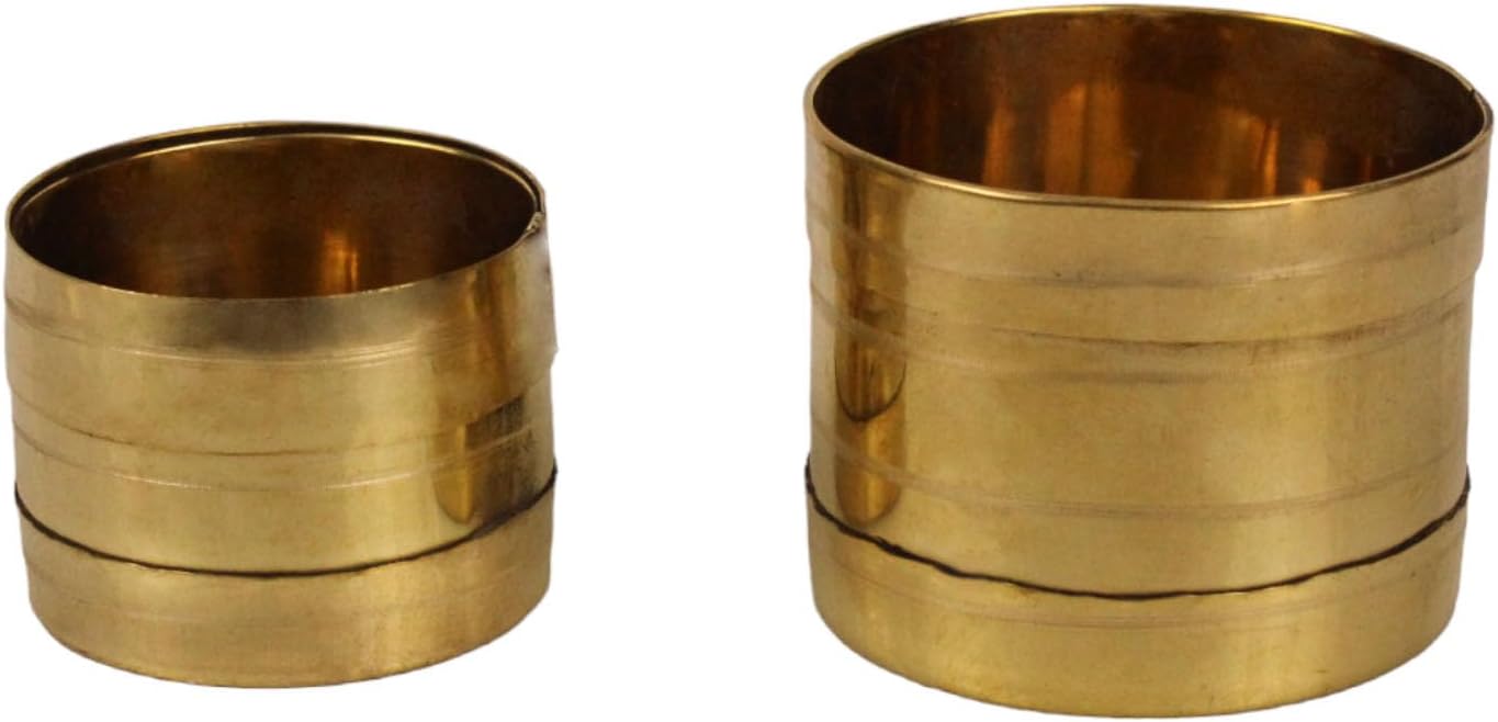 Putrika Brass Rice Measuring Pot Padi Uzhakku,Changazhi Measuring Vessel for Paddy and Grains, nira para Vessel, Cup, Jug, Mug, Bowl for Home and Kitchen[Weight: 120gm](Capacity: 60ml and 130ml)- Set of 2