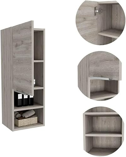 Miniatura 5 de TUHOME Mila - Armario de baño - Gris claro - Material de madera diseñada