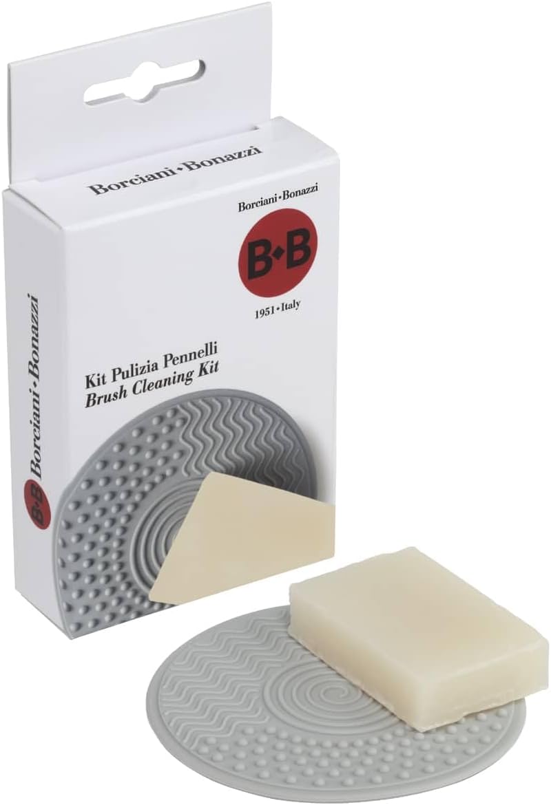 BORCIANI E BONAZZI Vegetable Brush Soap, 100g - All-Natural Paintbrush Cleaner - Gentle, Deep Cleansing, Restores & Conditions Delicate Brushes, w/Aluminum Tin