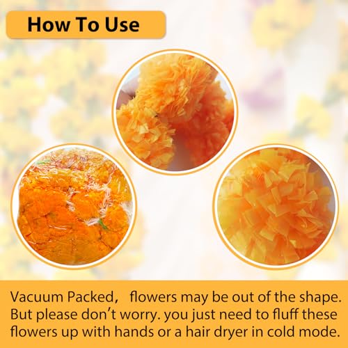 Diwali Decorations Items,5Pcs 5Feet Long Artificial Marigold Flower, Marigold Garland for Decoration,Diwali Decoration,Indian Decor for Weddings,Pooja,Housewarming,Christmas,Cultural Events by sesameless - Image 4