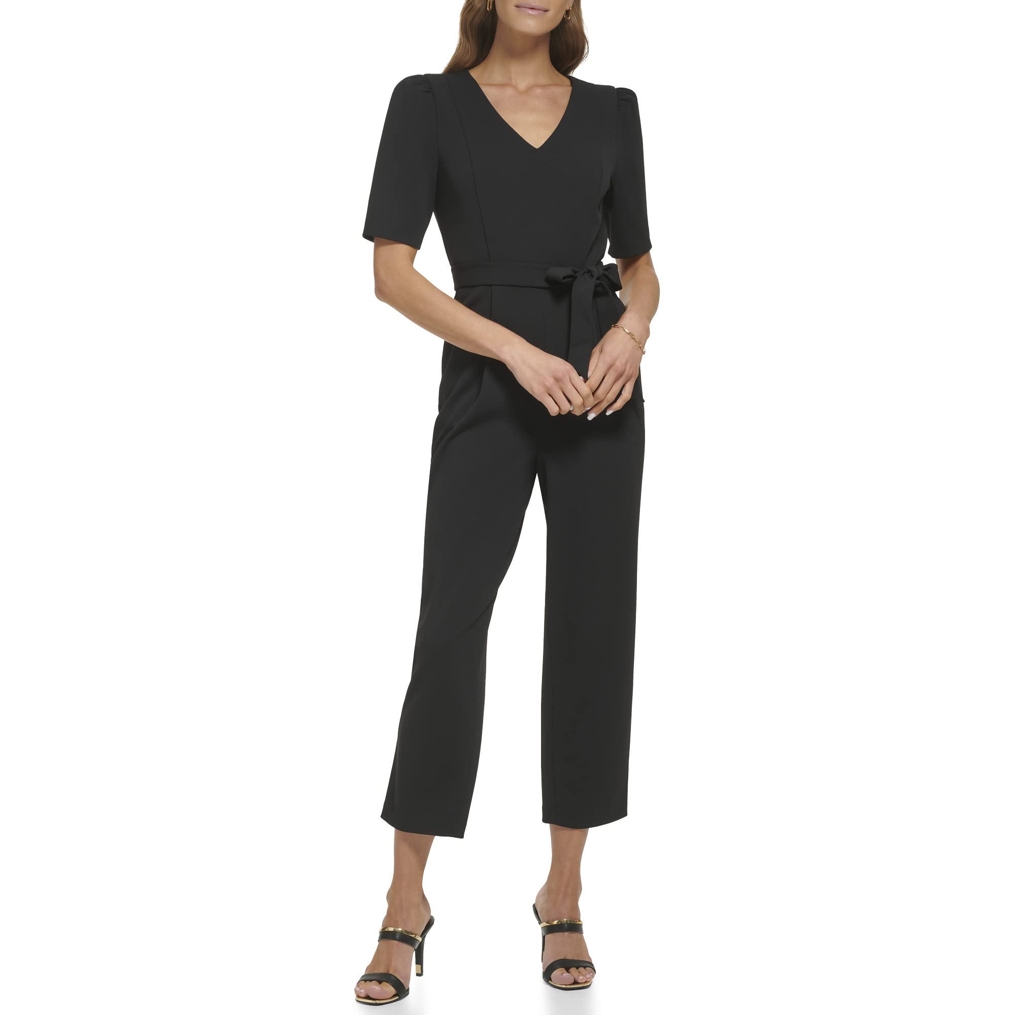 DKNY Womens Cropped Scuba Crepe Jumpsuit Size 4
