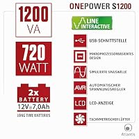 Atlantis Line-Interactive-USV 1200VA/700W mit 2 × 7 Ah – Ansicht 6