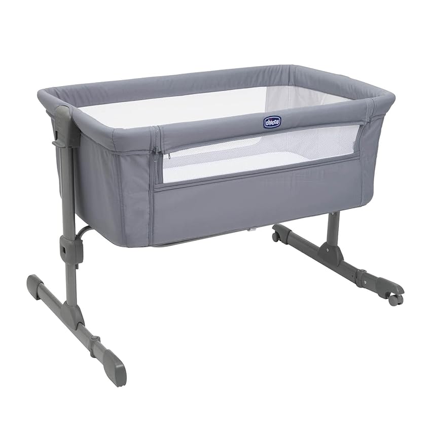 Chicco Next2Me Essential Culla Neonato Fianco Letto, Culla Co-Sleeping, Compatibile con Diversi Letti, Altezza Regolabile, Buona Circolazione dell'Aria, Materasso e Borsa inclusi, 0-6 Mesi, Grigio