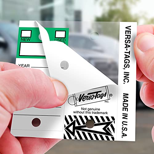 Image of Versa-Tags 250 Per Box, Self-Protecting Paper Key Tags with Chrome-Plated Split Rings Perfect for Car Truck Or RV Dealers Top Stripe Green
