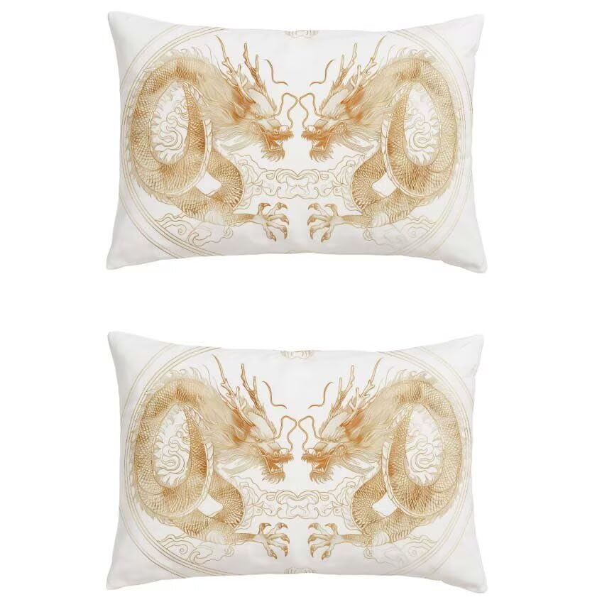 Taie oreiller de jardin imperméable 70x90cm avec motif dragon doré pour canapé