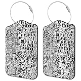 Neidius 2 Pack Luggage Tags,Crocodile Skin PU Leather Idea Baggage Tag with ID Labels Privacy Cover Metal Ring Men and Women Travel Bag Labels