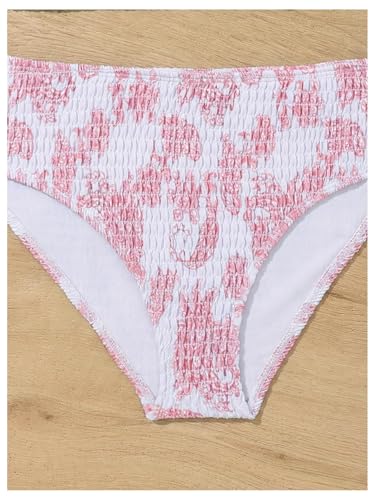 Image of RoseSeek Girl's Tie Dye Smocked 2 Piece Swimwear Sets Backless Cute Bikini