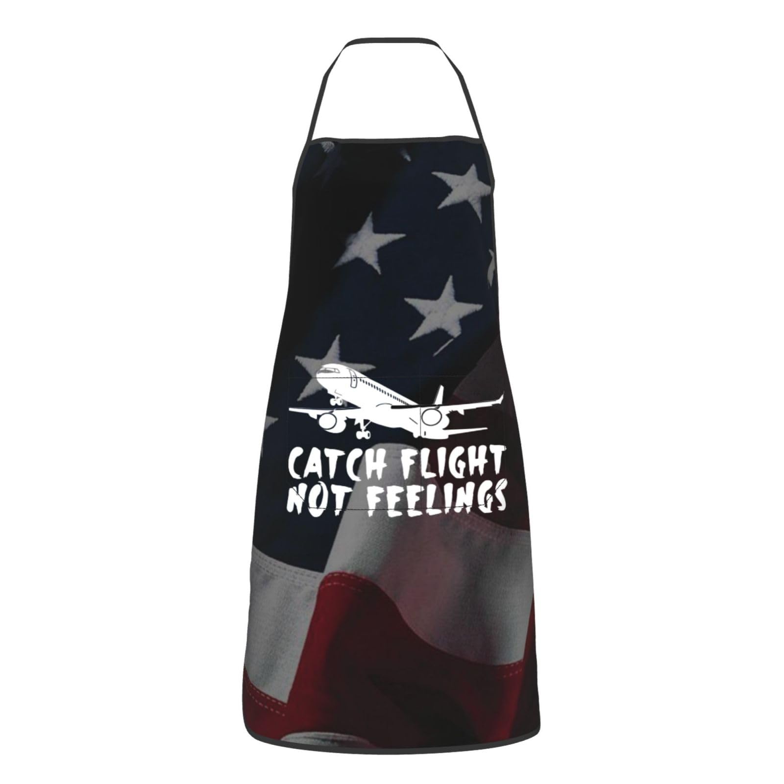 nopicsn Catch Flight Not Feelings Apron for cooking with Pockets Women Men Kitchen Chef Funny Aprons