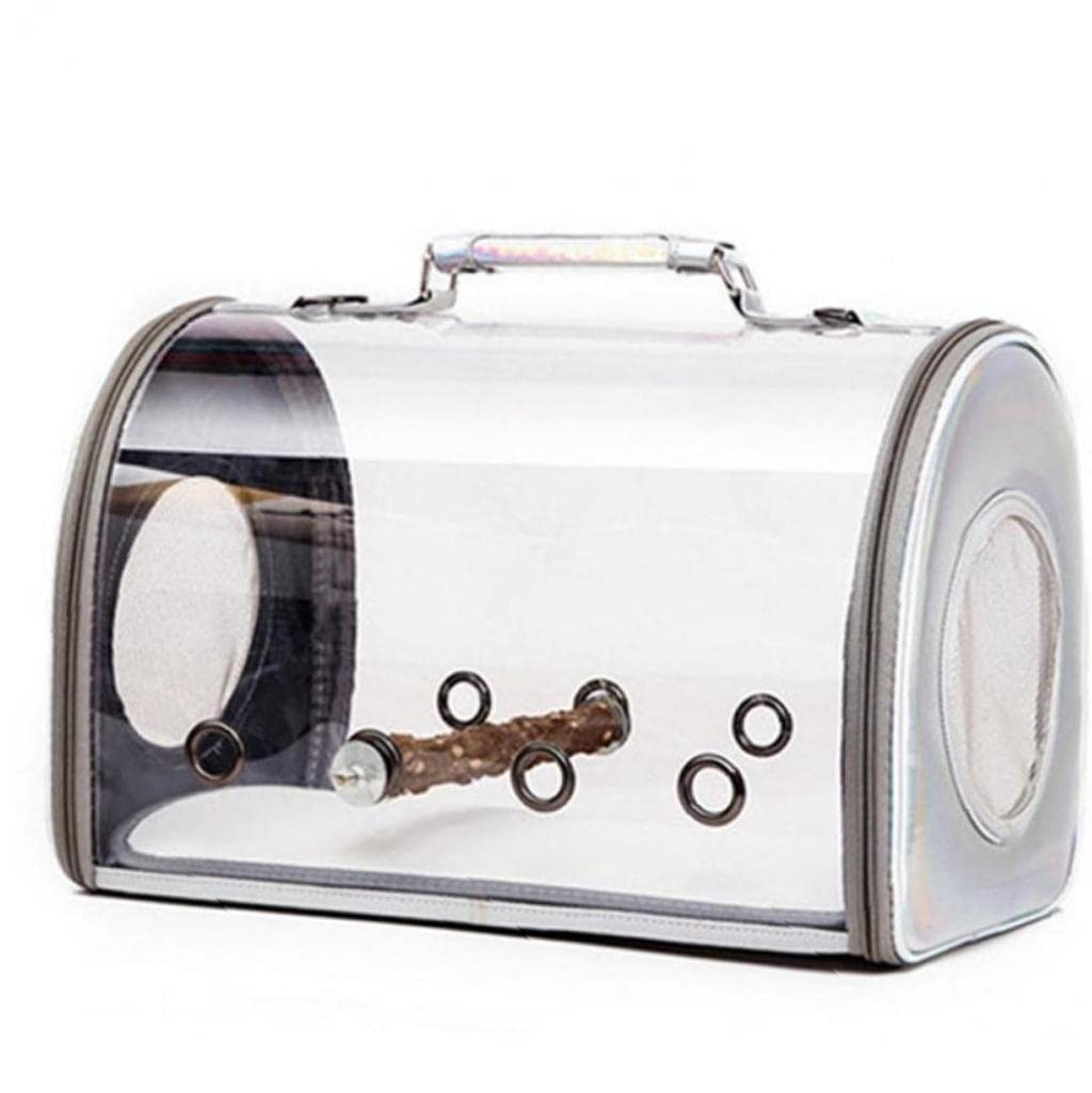 Froiny Lightweight Bird Carrier Parrot Carrier Travel Carriers Lightweight Travel Cage Portable Pet Bird Travel Cage Bag Transparent Breathable Silver One Size