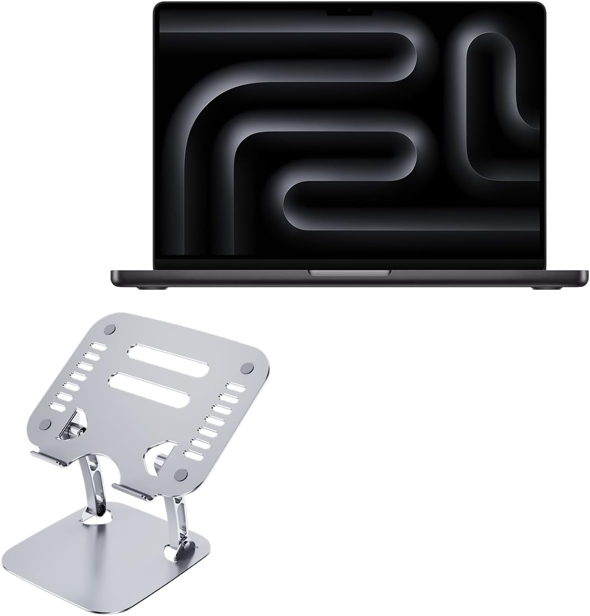 BoxWave Stand and Mount Compatible with Apple MacBook Pro M4 (2024) (14.2 in) - Executive VersaView Stand, Ergonomic Adjustable Viewing Angle Metallic Riser - Metallic Silver