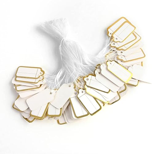 500 etiquetas de precio de joyería con cuerda adjunta, etiquetas de precio de papel, etiquetas de exhibición de etiquetas de ropa, etiquetas de