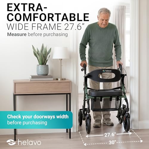 Image of Helavo Wide 2 in 1 Walker Wheelchair Combo, All Terrain 10 inch Wheels
