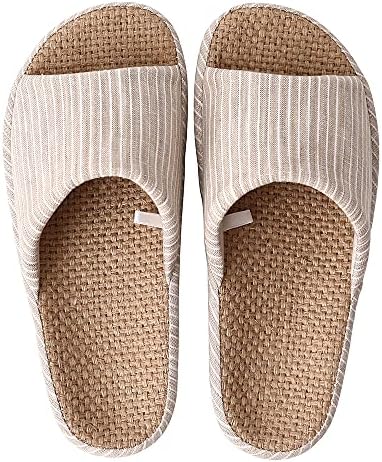 （17:30時点） [YAKIDA] 人間工学デザイン スリッパ 室内 夏用 麻 ルームシューズ 室内履き 静音 軽量 前開き 滑り止め メンズ レディース 和風 無地 シンプル 素足で履く洗濯可 キャメル M(23.0-23.5cm)