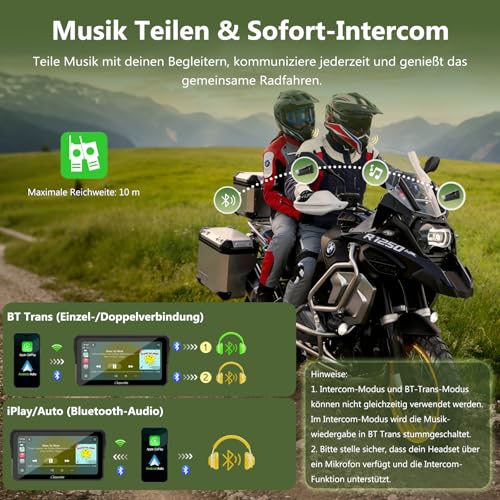 Carpuride W602BS Pro Carplay Bildschirm für BMW Motorrad, Nativ Wonder Wheel Kontrol & Datenauslesung, Kabellos CarPlay & Android Auto, 6,25 Wasserdichter Touchscreen, OTA/Dual Bluetooth/Sprechanlage