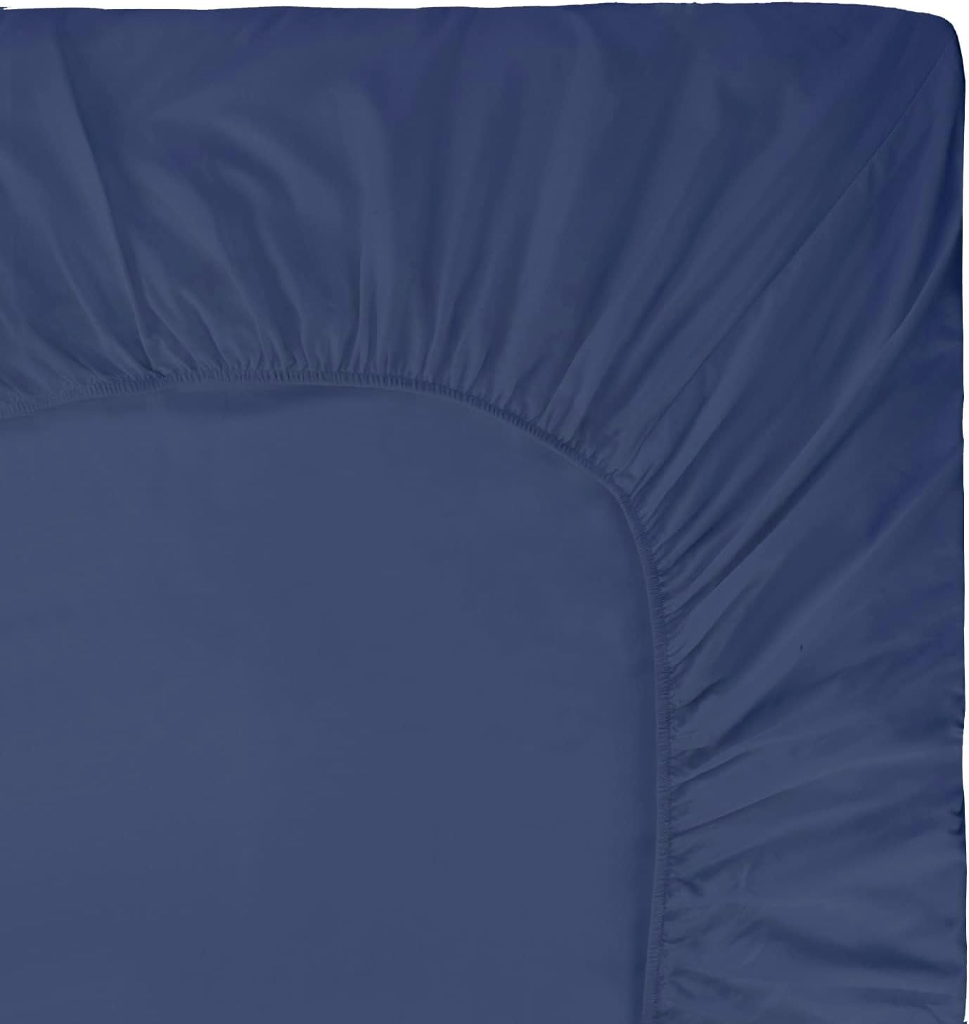 Craftsworth Egyptian Cotton Queen Size Denim Blue Fitted Sheet - Cool Crisp Deep Pocket, Soft Silky, Hotel Luxury Quality
