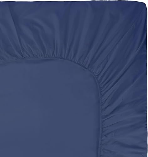 Craftsworth Sábana bajera ajustable de algodón egipcio, tamaño Queen, color azul vaquero, bolsillo profundo fresco, suave y sedoso, calidad de lujo