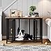 Thaookte Hundekäfig Möbel, Hochbelastbar Hundebox Aus Holz Für Den Innenbereich Mit Futtertür Oben, Mehrtür-Design, Großer Hundekäfig-Beistelltisch, 118.5 x 78 x 82.5 cm, Vintage Braun